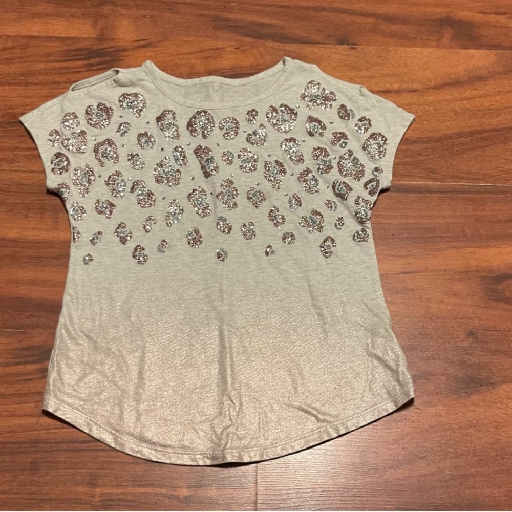 Justice Sequin & Glitter Leopard Top